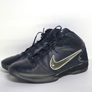 Nike Air Full Length‎ Basketball High Top Shoes Mens Size 13 Black Gold Sneakers